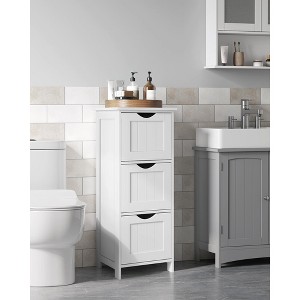 Bathroom Floor Cabinet, Free-Standing Storage Cabinet with 3 Drawers, 11.8 x 12.6 x 31.9 Inches, Modern Style, Matte White - 1 of 4