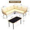 4 Pieces Patio Furniture Sets Outdoor Sectional L-Shaped with Cushions Side Table and Chairs Set - 4 of 4