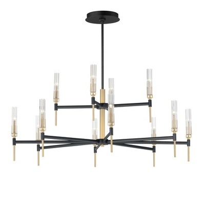 Maxim Lighting Flambeau 12 - Light Chandelier in  Black/Antique Brass
