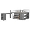 PAGED Simple Wooden Low Loft Bed Bunk Bed with Movable Desk, Twin Size Bed Frame with Storage, Ladder and Guardrail for Kids, Teens - 2 of 4