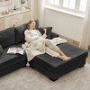 Whisen 2-Seater L-Shaped Corduroy Chaise Sofa with Reversible Cushion, Storage Pocket and USB-C Charging Port, Left/Right Convertible - 3 of 4
