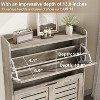 Jojoka Narrow Farmhouse Shoe Cabinet with 2 Flip Drawers, Adjustable Shelves, and Side Hooks for Entryway Storage, Grey - 2 of 4