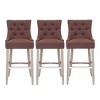 WestinTrends 29" Linen Tufted Buttons Upholstered Wingback Bar Stool (Set of 3) - 3 of 4
