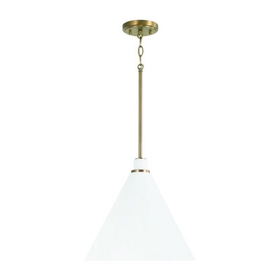 Capital Lighting Bradley 1 - Light Pendant in  Aged Brass/White