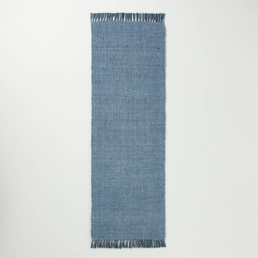  Solid Jute Runner Rug Faded Blue