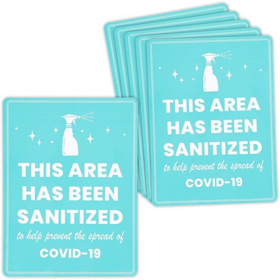 6-Pack Safety Sticker Decal Sign of This Area Has Been Cleaned (9x12, Letter Sized, Aqua Blue)