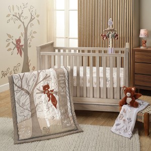 Lambs & Ivy Treetop Fox Woodland Tree Nursery 3-Piece Baby Crib Bedding Set - 1 of 4