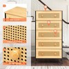 Pellebant 5 Drawers Rattan dressers for bedroom Storage Tower Tall Fabric Dresser Wood Top Wood Handles - 4 of 4