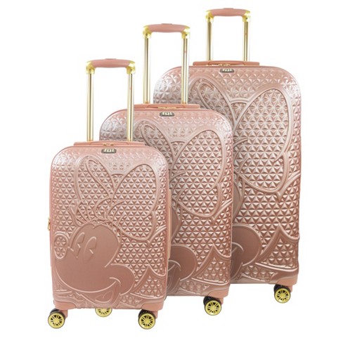 Disney Minnie Mouse Rolling Luggage 3 Piece Set Rose Gold