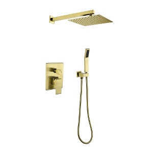 ALEXOUN  Brushed Gold Shower System, Bathroom 10 Inches Rain Shower Head with Handheld Combo Set, Wall Mounted High Pressure Rainfall - 1 of 4