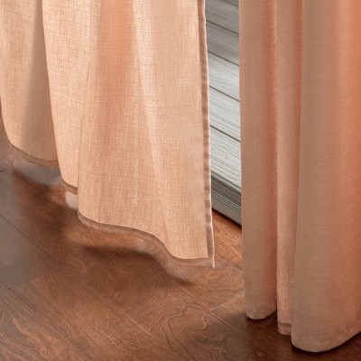 Beige Faux Belgian Flax Semi-Sheer Curtain Panels, 52x63 Inches