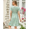 Womens Maternity Dress Ruffled Shirred Dress Floral Sundress with Flutter Cap Sleeve V Neck Flowy Midi Dress Flowy Gathered Hem Dress - 4 of 4