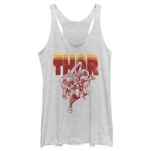 Women's Marvel Avengers Thor Retro Name Stack Portrait Racerback Tank Top - 1 of 3