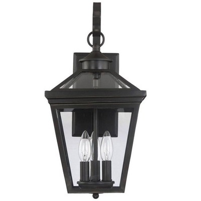 Ellijay Black Glass 3-Light Outdoor Wall Lantern