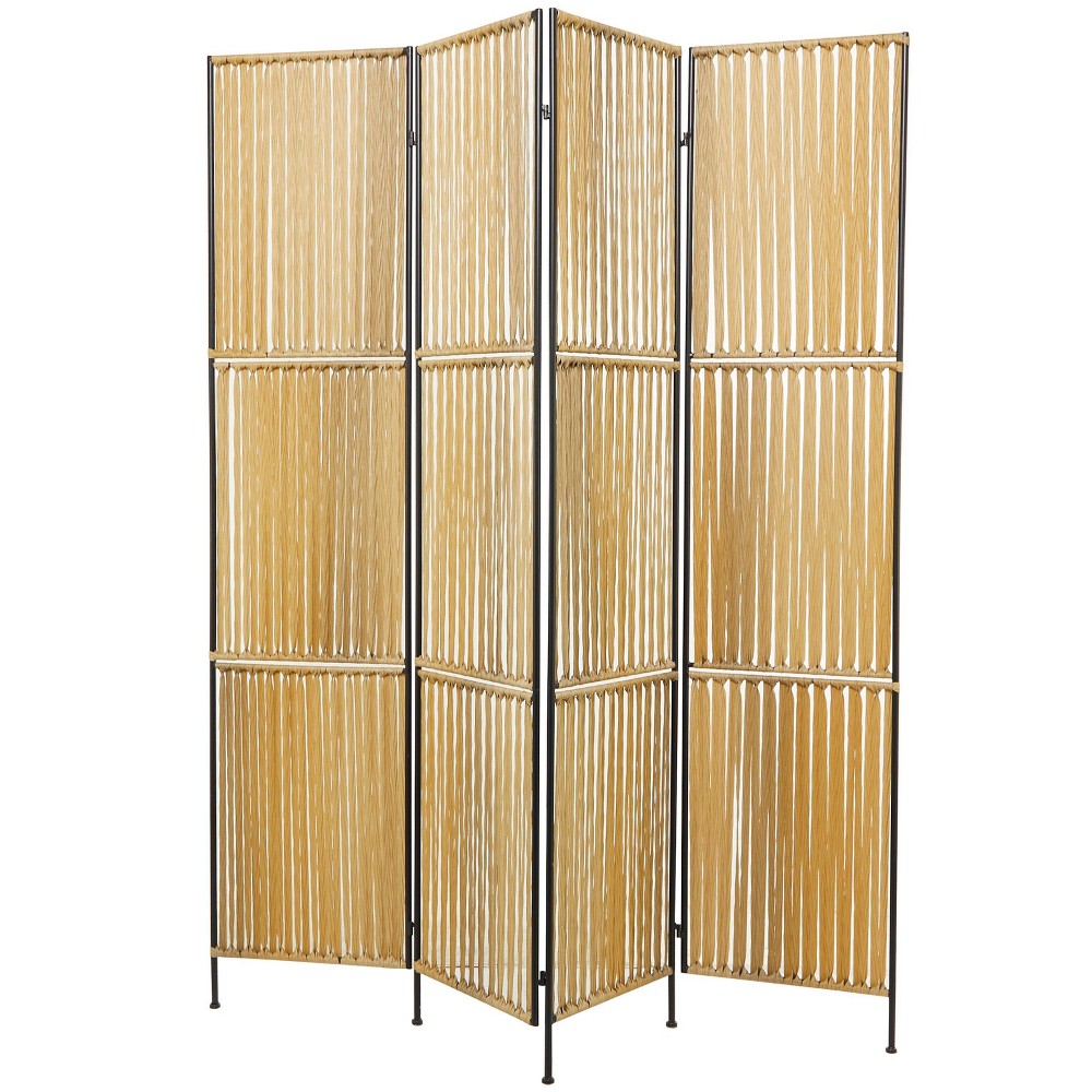 Olivia & May Natural Rattan Room Divider Screen Light Brown