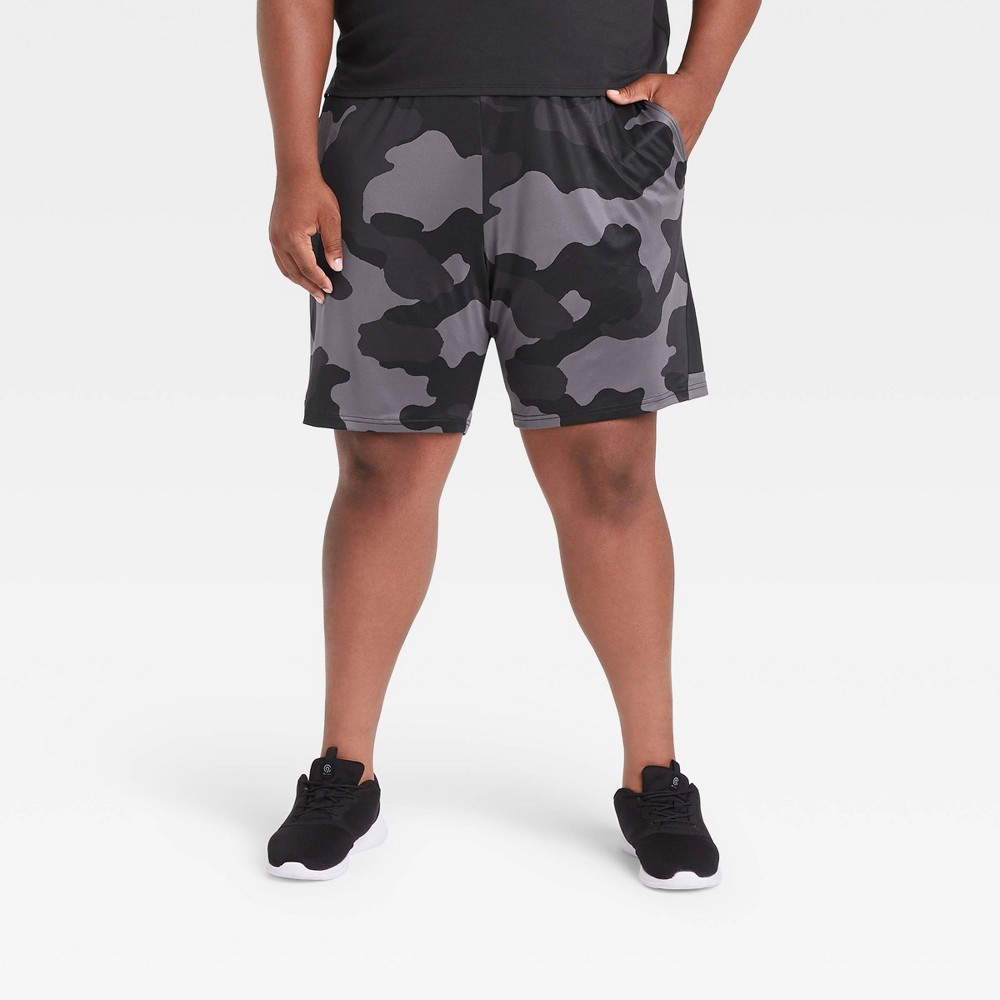 Men's Big & Tall Camo Print Training Shorts - All in Motion Black Size 2XL