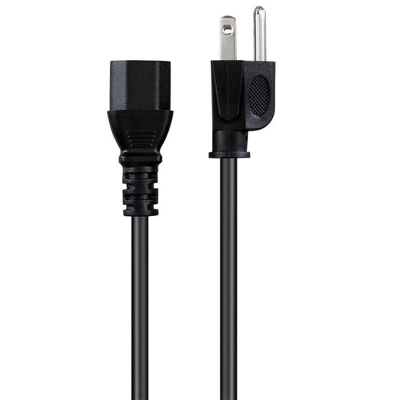 Monoprice Power Cord - 8 Feet - Black | NEMA 5-15P to IEC-320-C13, 18AWG, 10A, SVT, 125V, 2 of 7