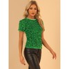 INSPIRE CHIC Women's Sequin Velvet Crew Neck Short Sleeve T-shirt - 2 of 4