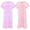 JEFFRICO Womens 2 Pack Nightgowns Short Sleeve Sleepwear Soft Pajama Dress Nightshirts - 2 of 4