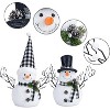 2 Pack 14" Lighted Snowman Tree Buffalo Check Plaid Farmhouse Decorations - 3 of 4