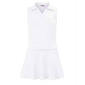 Kids Girls Tennis Golf Dress Outfit Sleeveless Dress with Pockets Athletic Skorts and Polo Tank Top Sets - 1 of 4