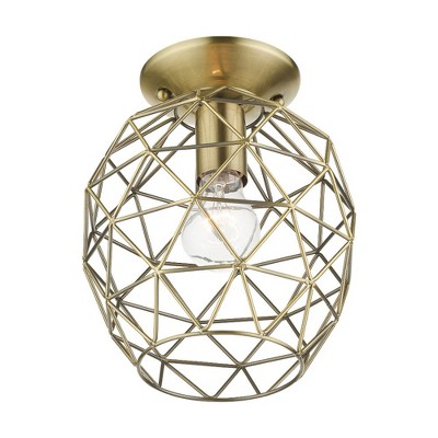 Geometrix Antique Brass 8" LED Indoor/Outdoor Flush Mount