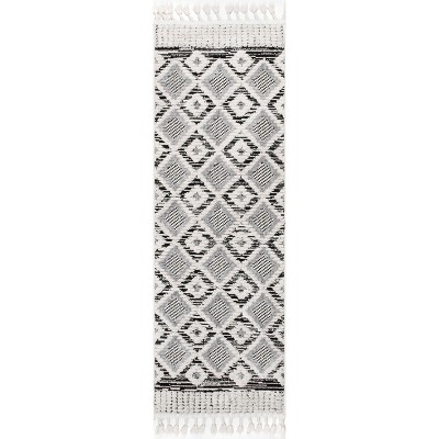 Nuloom Journey Shaggy Checkered Tiles Tassel Indoor Area Rug