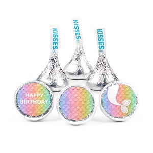 324ct Mermaid Kid's Birthday Stickers for Hershey's Kisses Party Favors, Pastel Rainbow Party Supplies - DIY - By Just Candy - 1 of 2