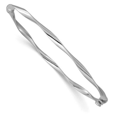 Black Bow Jewelry 3mm 10k White Gold Polished Twisted Hinged Bangle Bracelet