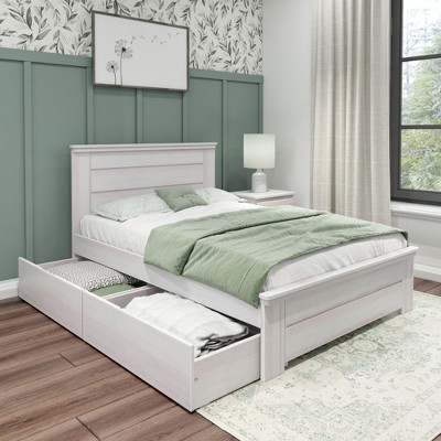 Max & Lily Farmhouse Full Bed With Panel Headboard With Storage Drawers ...