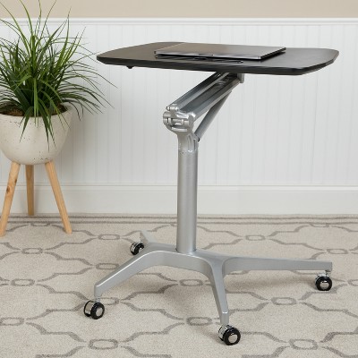Ergonomic Mobile Sit-Stand Desk with Adjustable Height and Lockable Casters