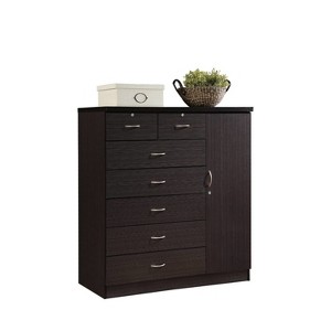 HomeStock 7 Drawer Jumbo Chest, Five Large Drawers, Two Smaller Drawers with Two Lock, Hanging Rod, and Three Shelves,  Vertical Dresser - 1 of 4
