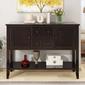CAVINAS Modern Console Table with 4 Small  Drawers and 2 Large Cabinets,46 inch Rectangle  Entryway Table for Living Room,Hallway - 1 of 4