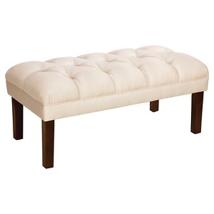 Skyline Bedroom Faux Silk Tufted Bench - Skyline Furniture , Faux Silk Parchment