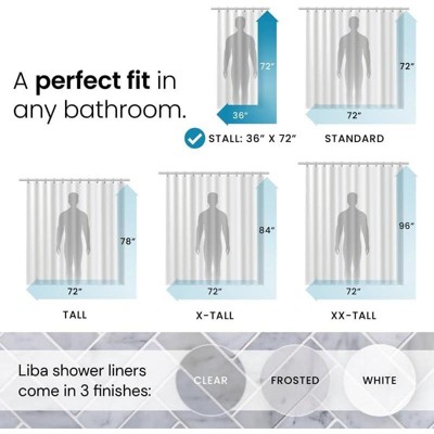 Clear Heavy Duty PEVA Shower Curtain Liner with Rustproof Grommets