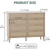 Jojoka 8 Drawer Double Rattan Dresser,Mid Century Modern Dresser for Closet with Handles,Oak - 2 of 4