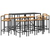 vidaXL Garden Bar Set Black Poly Rattan Medium Tough Garden Bar Set - 70.9" Table Length Black 10 - 3 of 4
