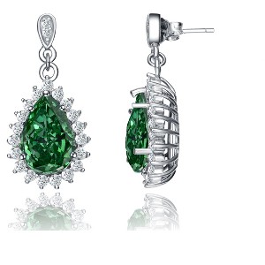 Guili Sterling Silver Pear Drop Cubic Zirconia Earrings with Circle Post or White Gold Plating for a Chic, Sophisticated, and Graceful Radiance - 1 of 4