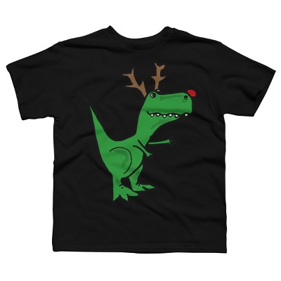 Boy's Design By Humans Cool Funny Christmas T-Rex Dinosaur with Antlers By SmileToday T-Shirt