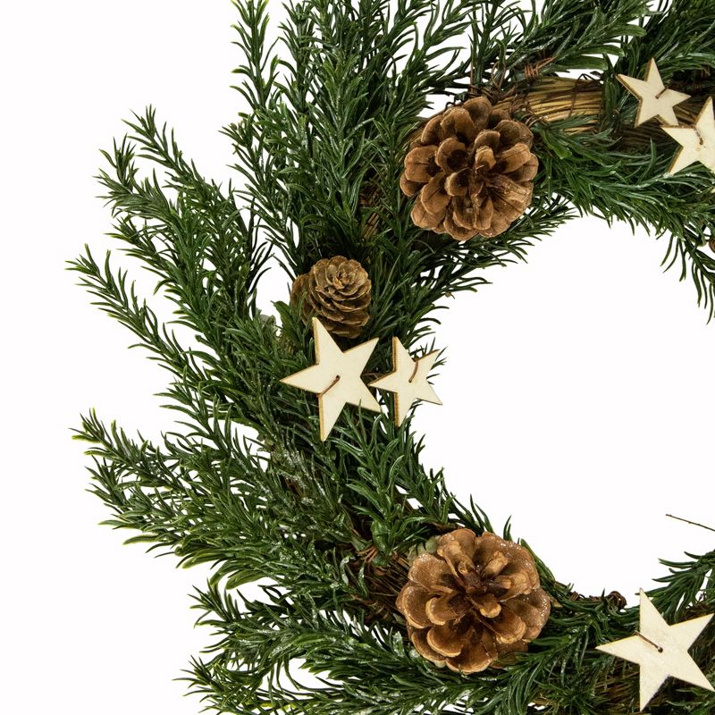 Northlight Pine Cones and Stars Pine Sprig Christmas Wreath, 10-Inch, Unlit, 3 of 4