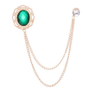 Unique Bargains Alloy Rhinestones Tassel Chain Hanging Fashion Durable Oral Brooch - 1 of 4