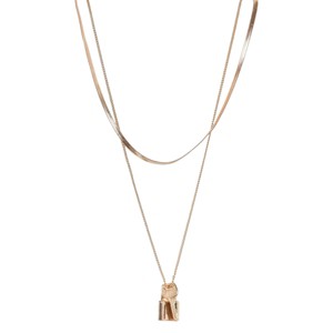 Slickblue Women's Necklace, Gold Double Snake and Link Chain with Key and Lock Charms, Layered Style, 15"-18" - 1 of 3