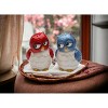 Kevins Gift Shoppe Ceramic Blue and Red Owl Salt and Pepper Shakers - image 2 of 3