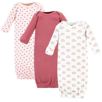 Hudson Baby Infant Girl Thermal Gown 3pk, Creative Rainbows