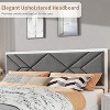 King Size Bed Frame,Wooden Bed Frame with Fabric Upholstered Headboard,No Box Spring Needed,Strong Wooden Slats,Easy Assembly,White - 3 of 4