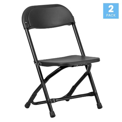 Kids Black Ergonomic Armless Metal Folding Chair Set
