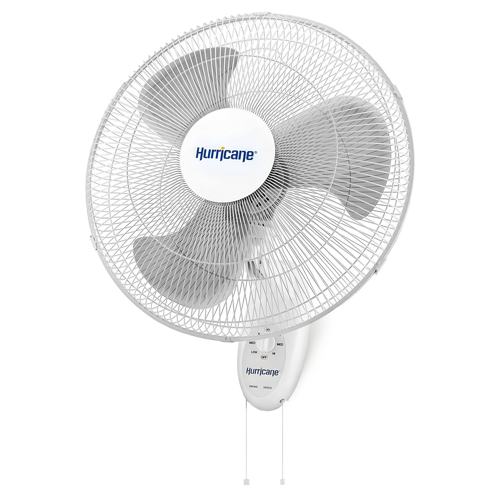 Hurricane 18" Supreme 90-Degree Oscillating Wall Mounted Fan with 3 Quiet Speeds, Indoor Air Cooling for Bedroom, Garage, Office, and Home, White