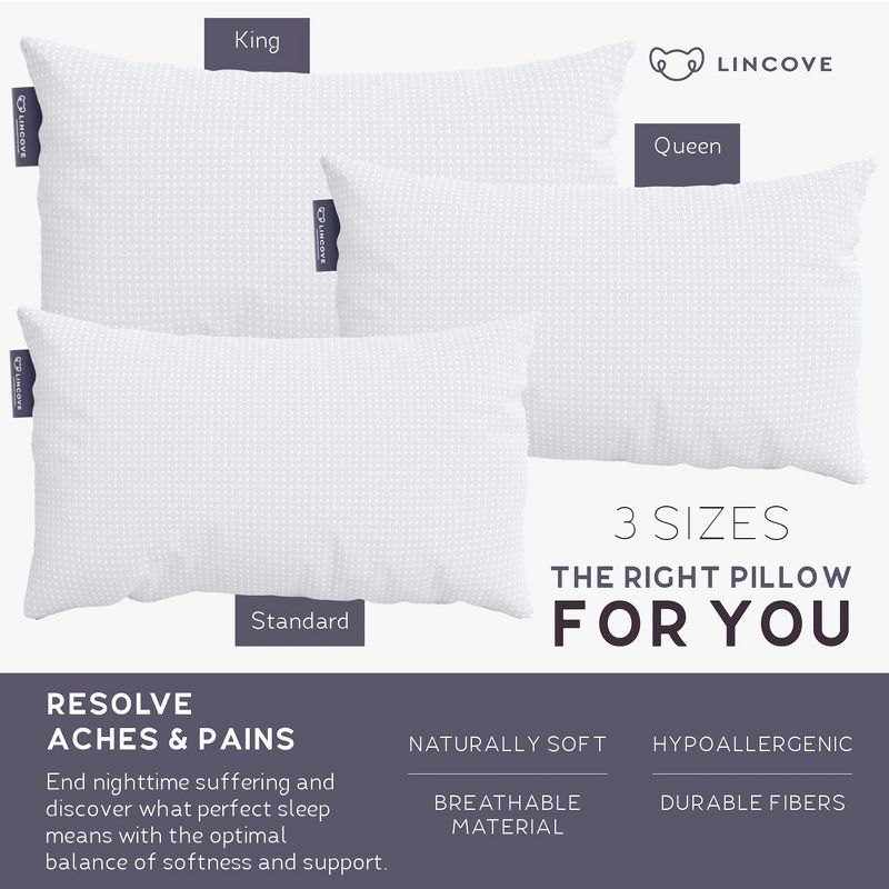 Lincove Rayon From Bamboo Pillow - Hotel Quality, Temperature Regulating, Soft for Stomach Sleepers, Hypoallergenic - 2 Pack, 3 of 8