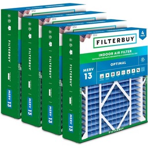 Filterbuy 21x24.5x5 Air Filter (4-Pack), Pleated MERV 13 Health Defense Replacement HVAC AC Furnace Air Filters Replacement for Rheem, Ruud, & Protech - 1 of 4