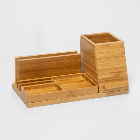 Large Bamboo Desk Storage 5v 2 4a, Large Wooden Desk With Storage